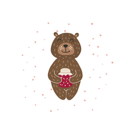 Print with cute bear for children t-shirt.のイラスト素材