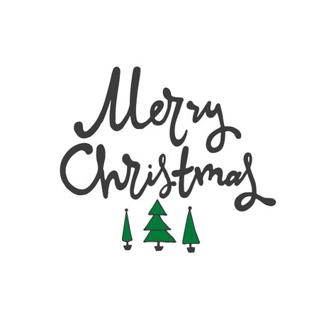 Hand drawn word. Brush pen lettering with phrase "Merry Christmas 6 ".のイラスト素材