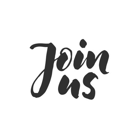 Black lettering with phrase " Join us " on a white backgroundのイラスト素材