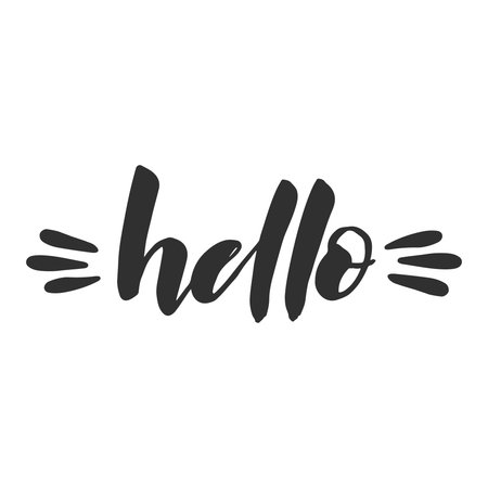 Hand drawn word. Brush pen lettering with phrase "hello".のイラスト素材