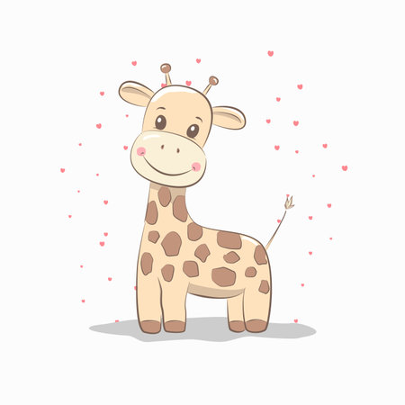 Cute vector illustration with giraffe baby for baby wear and invitation card.のイラスト素材