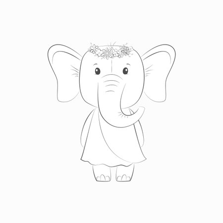 Cute vector illustration with elephant baby for baby wear and invitation card.のイラスト素材