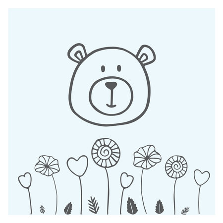 Children illustration. Hand drawn bear.のイラスト素材
