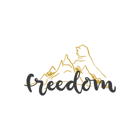 Lettering with phrase Freedom. Vector illustration.のイラスト素材