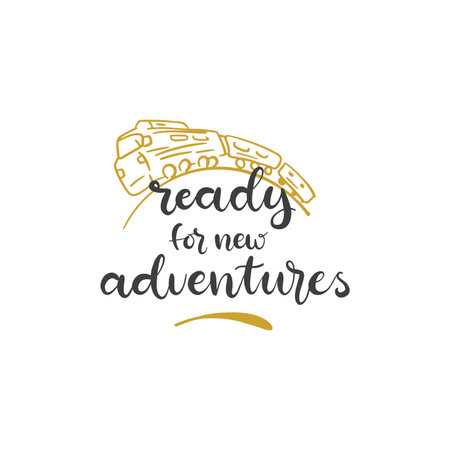 Lettering with phrase Ready for new adventures. Vector illustration.のイラスト素材
