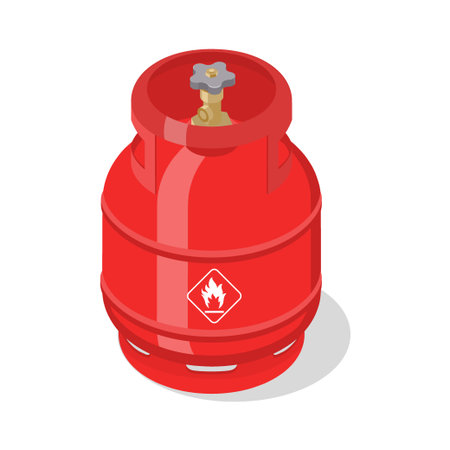 Flammable gas tank with liquefied compressed natural gases. Isometric vector illustrationのイラスト素材
