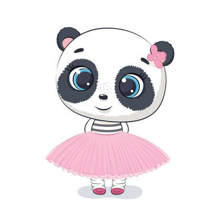 Cute panda illustration. Vector illustration for baby shower, greeting card, party invitation, fashion clothes t-shirt print.のイラスト素材