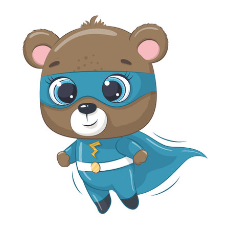 Cute bear super hero. Vector illustration for baby shower, greeting card, party invitation, fashion clothes t-shirt print.のイラスト素材