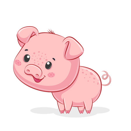 Cute piggy illustration. Vector illustration for baby shower, greeting card, party invitation, fashion clothes t-shirt print.のイラスト素材