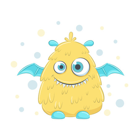 cute yellow baby monsterのイラスト素材