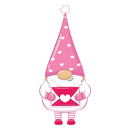 Cute gnomes. Happy Valentine's day clipart.のイラスト素材