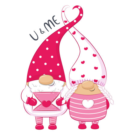 Cute gnomes. Happy Valentine's day clipart.のイラスト素材