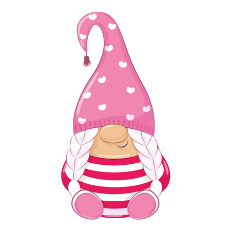 Cute gnomes. Happy Valentine's day clipart.のイラスト素材