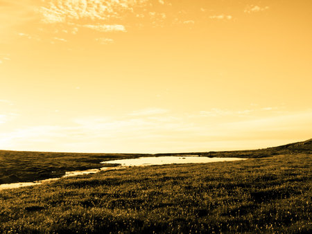 Mountian lake in the morning.の写真素材