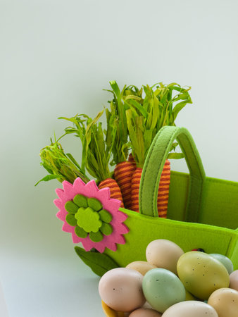 Easter eggs in yellow bowl.