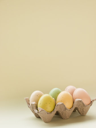 Box with painted easter eggs.の写真素材