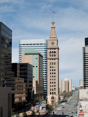 The Daniels & Fisher Tower is one of the landmarks of the Denver skyline.の写真素材