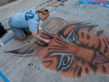 Denver Chalk art Festival on larimer Square. June 4, 2011. Denver, Colorado.のeditorial素材