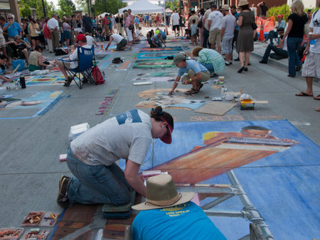 Denver Chalk art Festival on larimer Square. June 4, 2011. Denver, Colorado.のeditorial素材