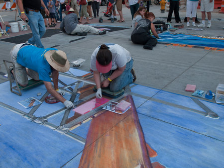 Denver Chalk art Festival on larimer Square. June 4, 2011. Denver, Colorado.のeditorial素材
