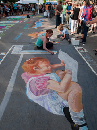 Denver Chalk art Festival on larimer Square. June 4, 2011. Denver, Colorado.のeditorial素材