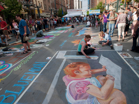 Denver Chalk art Festival on larimer Square. June 4, 2011. Denver, Colorado.のeditorial素材