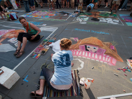Denver Chalk art Festival on larimer Square. June 4, 2011. Denver, Colorado.のeditorial素材