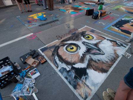Denver Chalk art Festival on larimer Square. June 4, 2011. Denver, Colorado.のeditorial素材