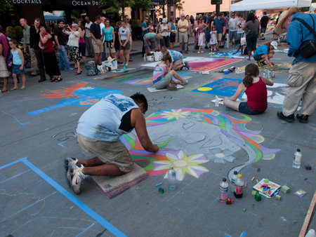 Denver Chalk art Festival on larimer Square. June 4, 2011. Denver, Colorado.のeditorial素材