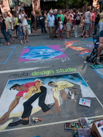 Denver Chalk art Festival on larimer Square. June 4, 2011. Denver, Colorado.のeditorial素材