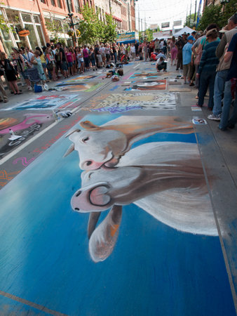 Denver Chalk art Festival on larimer Square. June 4, 2011. Denver, Colorado.のeditorial素材