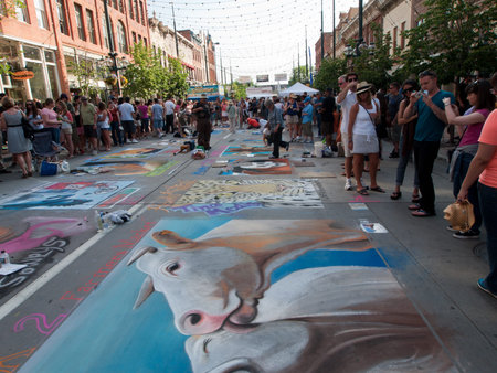 Denver Chalk art Festival on larimer Square. June 4, 2011. Denver, Colorado.のeditorial素材