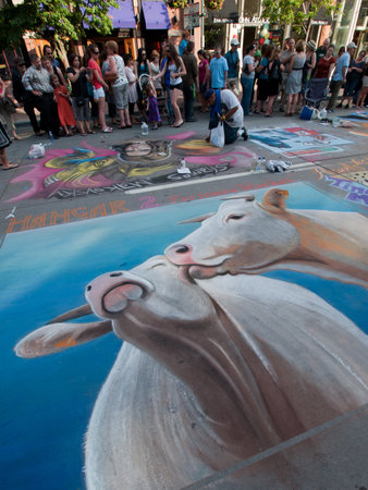 Denver Chalk art Festival on larimer Square. June 4, 2011. Denver, Colorado.のeditorial素材