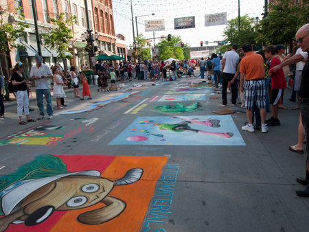 Denver Chalk art Festival on larimer Square. June 4, 2011. Denver, Colorado.のeditorial素材