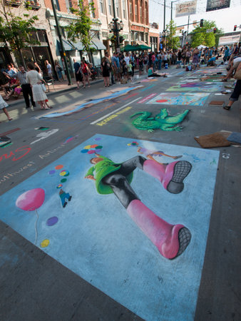 Denver Chalk art Festival on larimer Square. June 4, 2011. Denver, Colorado.のeditorial素材