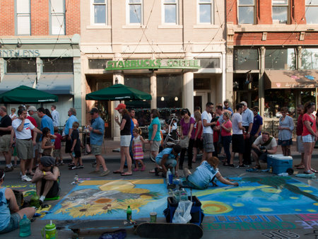 Denver Chalk art Festival on larimer Square. June 4, 2011. Denver, Colorado.のeditorial素材