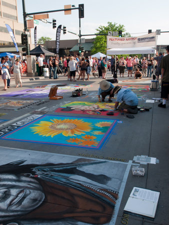Denver Chalk art Festival on larimer Square. June 4, 2011. Denver, Colorado.のeditorial素材
