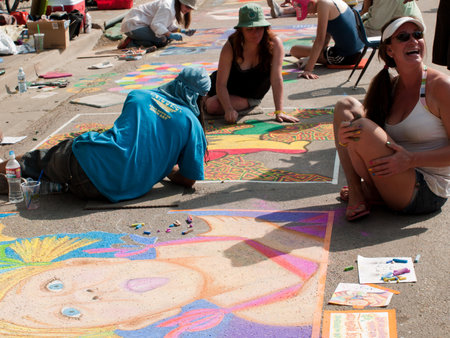 Denver Chalk art Festival on larimer Square. June 4, 2011. Denver, Colorado.のeditorial素材