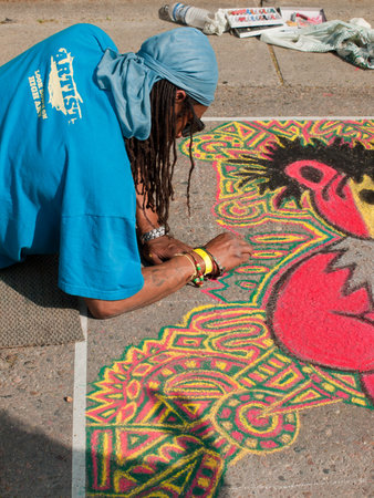 Denver Chalk art Festival on larimer Square. June 4, 2011. Denver, Colorado.のeditorial素材