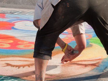 Denver Chalk art Festival on larimer Square. June 4, 2011. Denver, Colorado.のeditorial素材