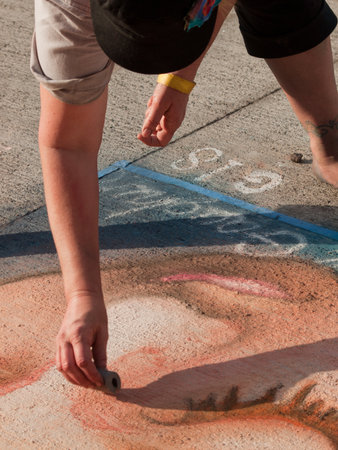 Denver Chalk art Festival on larimer Square. June 4, 2011. Denver, Colorado.のeditorial素材