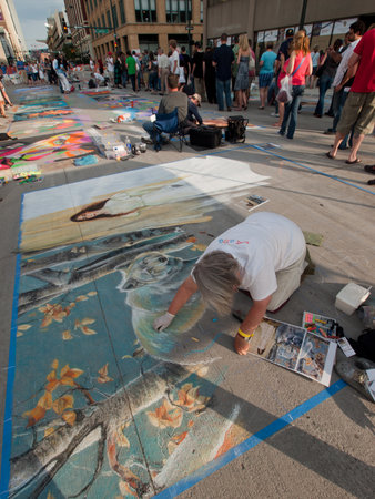 Denver Chalk art Festival on larimer Square. June 4, 2011. Denver, Colorado.のeditorial素材