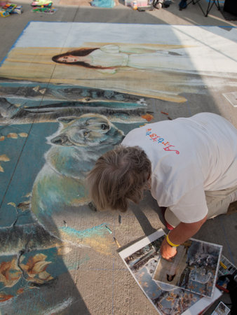 Denver Chalk art Festival on larimer Square. June 4, 2011. Denver, Colorado.のeditorial素材