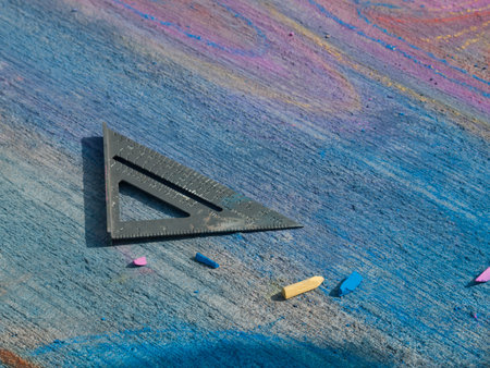 Chalks on the street during Chalk Art Festival in Denver, Colorado.の写真素材
