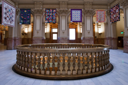Capitol quilt show 2011. A view of the interior of the Colorado State Capitol in Denver. Designed by Elijah E. Myers, construction on the Classical Revival structure started in 1886 and lasted for 15 years, though many offices were occupied by 1894. The Cのeditorial素材