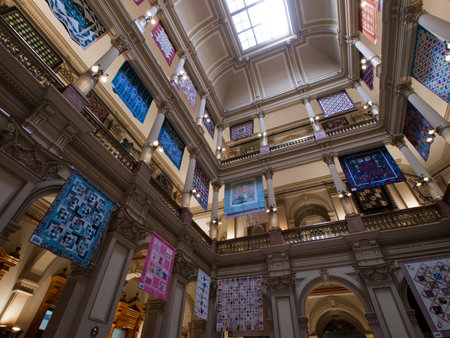 Capitol quilt show 2011. A view of the interior of the Colorado State Capitol in Denver. Designed by Elijah E. Myers, construction on the Classical Revival structure started in 1886 and lasted for 15 years, though many offices were occupied by 1894. The Cのeditorial素材