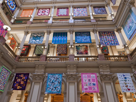 Capitol quilt show 2011. A view of the interior of the Colorado State Capitol in Denver. Designed by Elijah E. Myers, construction on the Classical Revival structure started in 1886 and lasted for 15 years, though many offices were occupied by 1894. The Cのeditorial素材