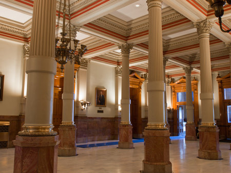 Capitol quilt show 2011. A view of the interior of the Colorado State Capitol in Denver. Designed by Elijah E. Myers, construction on the Classical Revival structure started in 1886 and lasted for 15 years, though many offices were occupied by 1894. The Cのeditorial素材