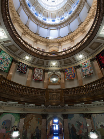 Capitol quilt show 2011. A view of the interior of the Colorado State Capitol in Denver. Designed by Elijah E. Myers, construction on the Classical Revival structure started in 1886 and lasted for 15 years, though many offices were occupied by 1894. The Cのeditorial素材
