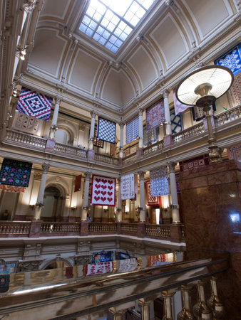 Capitol quilt show 2011. A view of the interior of the Colorado State Capitol in Denver. Designed by Elijah E. Myers, construction on the Classical Revival structure started in 1886 and lasted for 15 years, though many offices were occupied by 1894. The Cのeditorial素材